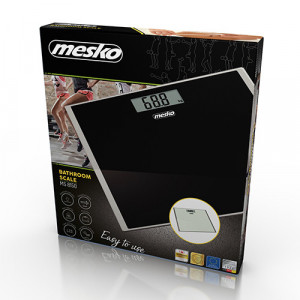 Mesko - Cantar de baie, 150 kg, sticla securizata, LCD, negru, MS 8150B