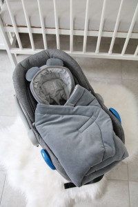 Paturica pentru Infasat Bebe in Scaun Auto, 91 x 91 cm, Fixata Cu Sistem Velcro, Tiny Star, Sweet Mist & Steel