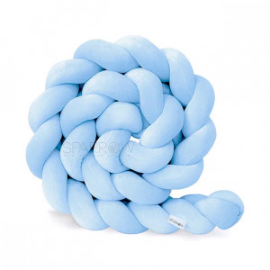 Protectie impletita pentru patut copii, din bumbac catifelat, Sparrow, Velvet Light Blue , 340 cm, Full 120 x 60 cm