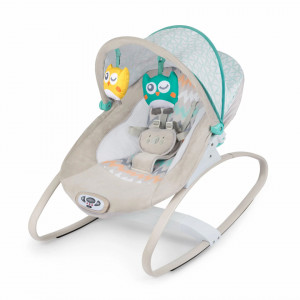 Ricokids - Balansoar pentru copii, de la nastere, cu vibratii si melodii, copertina, bara cu jucarii, Grey