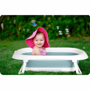 Ricokids - Cadita pliabila pentru bebelusi, cu Senzor de temperatura, Albastra
