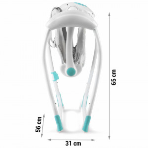 Ricokids - Leagan electric pentru copii, Temporizator, 5 viteze de leganare, 10 melodii, Bara cu jucarii, Alimentare priza si baterii, Turcoaz