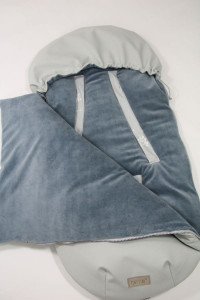 Sac de dormit pentru carucior, 110 x 47 cm, bumbac, velur, poliester, confortabil, calduros, protector, Tiny Star, Light Grey & Steel