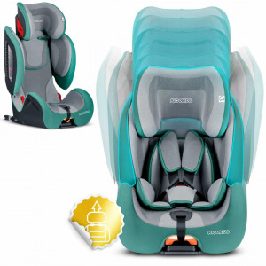 Scaun auto pentru copii, 9 - 36 kg, cu ISOFIX, pozitie reglabila, Ricokids, Qway, Gri Menta