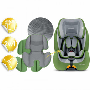 Scaun auto pentru copii, 9 - 36 kg, cu ISOFIX, pozitie reglabila, Ricokids, Qway, Gri Verde