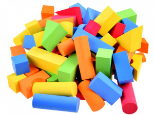 Set educational, Cuburi moi colorate, din Spuma, 80 de piese