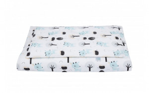 Set Patut Rotund Evolutiv pentru Copii, Multifunctional, 7in1, cu Saltele, Baldachin, Lenjerie si Aparatori Laterale, Transformabil, Masa de Schimbat, Co-Sleeping, Tarc de Joaca, Birou, Scaune, Waldin, Gri, Echipament Bufnite, 8L