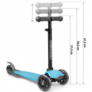 Trotineta de echilibru pentru copii, Ricokids, Loco, cu 3 roti, lumini LED, pliabila, ghidon reglabil, pana la 25 kg, Albastra