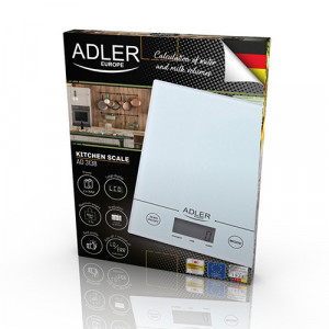 Adler - Cantar de bucatarie, 5 kg, Sticla, Alb, AD-3138W