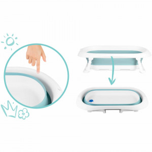 Cadita pliabila pentru bebelusi, cu Dop Senzor de temperatura, suport antiderapant, Ricokids, 728101, Albastra