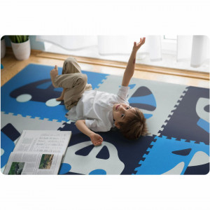 Covoras puzzle din spuma pentru copii, 180x180cm, 9 piese, Ricokids, 7504, Albastru