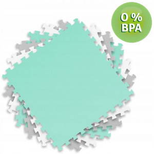 Covoras puzzle din spuma pentru copii, 180x180cm, 9 piese, Ricokids, 7504, Gri Menta