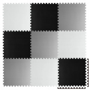 Covoras puzzle din spuma pentru copii, 180x180cm, 9 piese, Ricokids, Gri, Negru