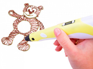 Creion 3D Magic de colorat in spatiu, insertie colorata 6 m, incarcare USB, Galben