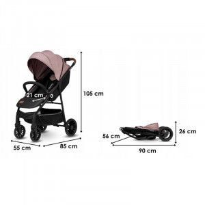 Lionelo - Carucior sport pentru copii Zoey, De la nastere, Cu accesorii, Cadru din aluminiu, 0- 15 kg, Roz