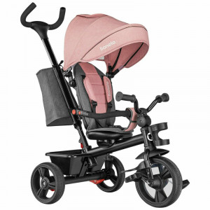 Lionelo - Tricicleta pentru copii Haari Bubblegum Suport picioare, Control al directiei, Scaun reversibil, Rotire 360 grade, Pliabila, Roz