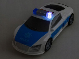 Masinuta de Politie, cu girofar, 4 sunete, lumini, 16 cm, Jokomisiada, ZA2204