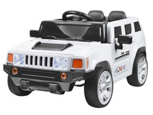 Masinuta electrica cu 2 locuri pentru copii, 2 motoare 12V , 2 baterii 6V/4Ah, telcomanda 2.4Ghz, Hummer Velocity, Alb