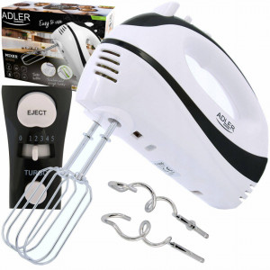 Mixer de mana, ADLER AD 4205 b, 300 W, 5 viteze, Negru/Alb, Severno