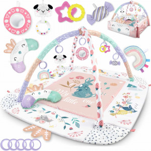 Nukido - Covoras educativ pentru copii, multifunctional, pereti reglabili, 7 jucarii interactive, oglinda, 110 x 100 cm Pasari