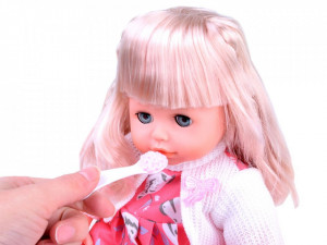 Papusa Bebe Realist, care plange, rade, 36 cm, cu suzeta, biberon,