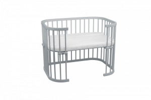 Patut Rotund pentru Copii, Multifunctional, Waldin, 5in1, cu Sistem de Leganare, Saltele Incluse, Co-Sleeper, Tarc de Joaca, Masa si Scaun pentru Activitati, Culoare Gri