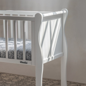 Patut suplimentar pentru copii, 90 x 40 cm, din lemn de pin, laterale MDF, Woodies Safe Dreams, Noble Crib, Alb