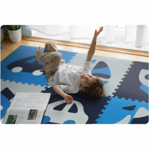Ricokids - Covoras puzzle din spuma pentru copii, 180x180cm, 9 piese, Albastru