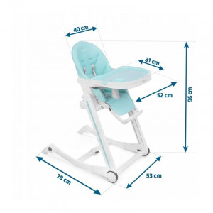 Ricokids - Scaun de masa multifunctional, pliabil, cu functie de balansare, Tugo, Alb cu Albastru