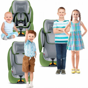Scaun auto pentru copii, 9 - 36 kg, cu ISOFIX, pozitie reglabila, Ricokids, Qway, Gri Verde