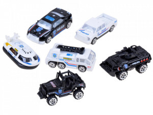 Set 6 masinute de jucarie, Politie, machetute din metal cu accesorii de plastic