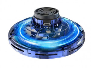 Spinner zburator antistres, Flying Gyro, cu functie de bumerang, incarcator USB, lumini LED, Albastru