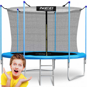 Trambulina pentru copii, Neo-Sport, 252 cm / 8 ft, cu plasa interioara si scara metalica, greutate maxima 1000 kg