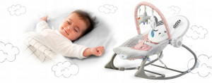 Balansoar pentru copii, cu vibratii, 2 trepte de inclinare, bara de jucarii, Ricokids, Roz