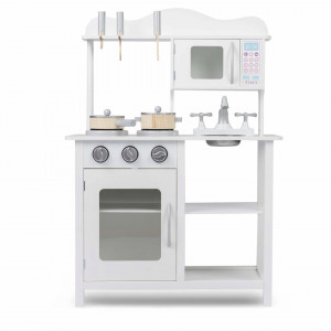 Bucatarie din lemn pentru copii 60 x 30 x 85 cm, aragaz, chiuveta, cuptor cu micround, vase, ustensile, Ricokids, RC-835