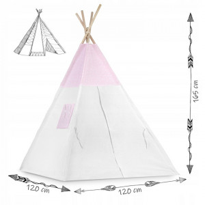 Cort de joaca pentru copii, cu fereastra, Ricokids, Pink Star, 3 perne, lumini, 120x120x165, 740403