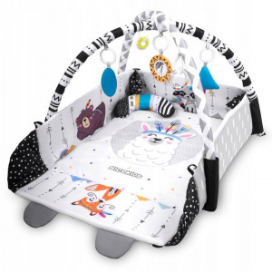 Covoras educational pentru copii, interactiv, multifunctional, cu oglinda, 110 x 100 cm, Ricokids, Boho