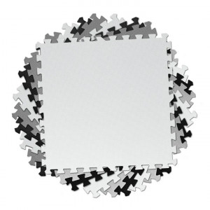 Covoras puzzle din spuma pentru copii, 180x180cm, 9 piese, Ricokids, Gri, Negru