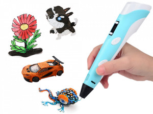 Creion 3D Magic de colorat in spatiu, insertie colorata 6 m, incarcare USB, Galben