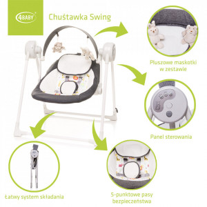 Leagan electric pentru copii 4Baby SWING Gri