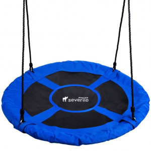 Leagan pentru copii rotund, tip cuib de barza, suspendat, 100 cm, 150 kg, Severno, Albastru