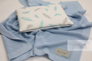 Patura tricotata din bambus pentru copii, 80 x 100 cm, Tiny Star, Baby Blue