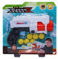 Pistol pentru copii, cu 6 bile de burete Soft Ball, Kid Shoot-X, Alb