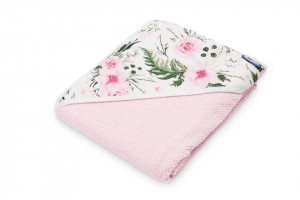 Prosop de bumbac cu gluga pentru Copii, Sensillo KREPA 100x100 cm Roz