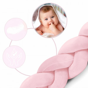Protectie impletita pentru patut copii, 300 cm, Ricokids, Pink