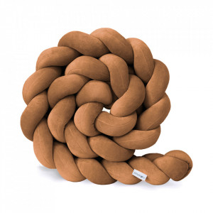 Protectie impletita pentru patut copii, din bumbac catifelat, Sparrow, Velvet Cinnamon, 200 cm