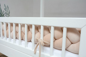 Protectie impletita pentru patut copii, din bumbac catifelat, Sparrow, Velvet Warm Beige, 200 cm