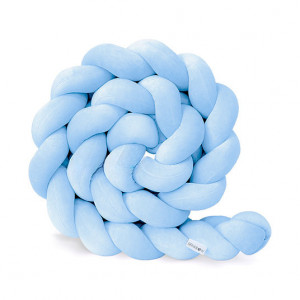 Protectie impletita pentru patut copii, din bumbac catifelat, Sparrow, Velvet Baby Blue, 200 cm
