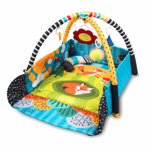 Ricokids - Covoras educational pentru copii, interactiv, multifunctional, cu oglinda, 110 x 100 cm Povestea Vulpii Lisek