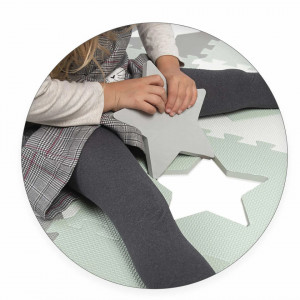 Ricokids - Covoras puzzle din spuma pentru copii, 150x150cm, 16 bucati, gri-menta